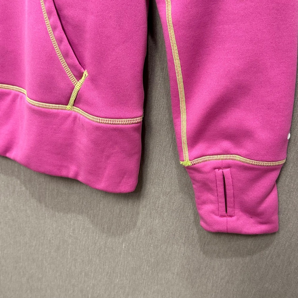 Nike Therma-Fit Script Pullover Hoodie Pink Neon Green Thumbholes‎ M - Picture 4 of 8